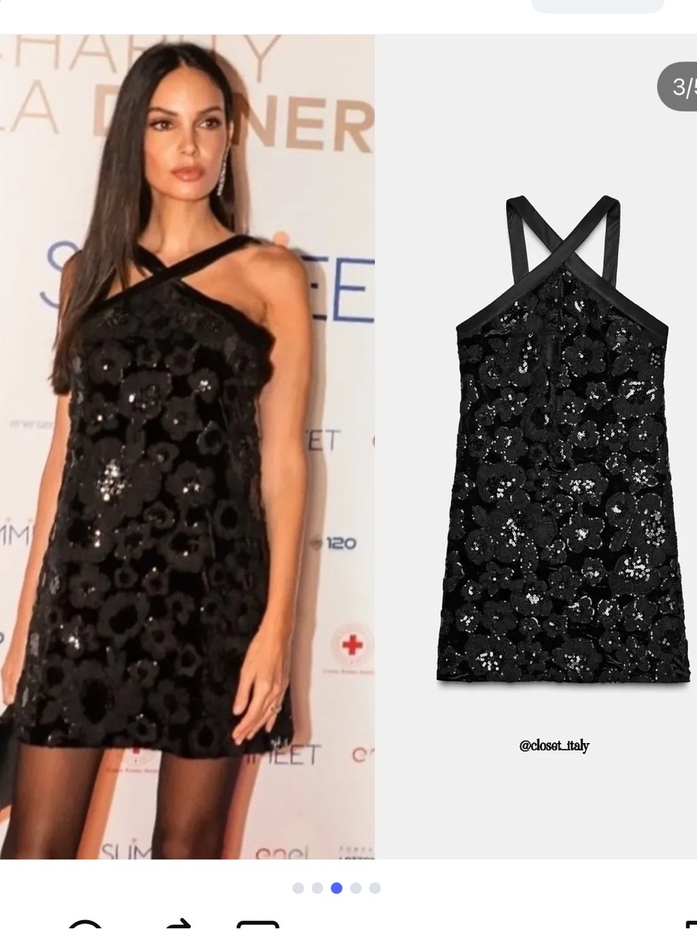Zara Festive Days Black Sequin Floral Mini Dress with Cross-Strap Neckline